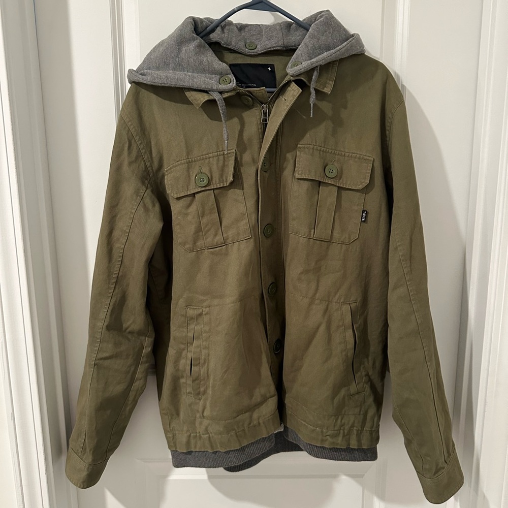 Tavik Olive Green Military Jacket with Gray Accents